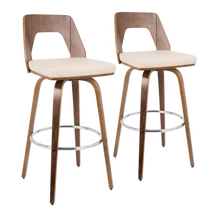 LUMISOURCE Trilogy Barstool in Walnut and Cream Faux Leather, PK 2 B30-TRILOR WLCR2
